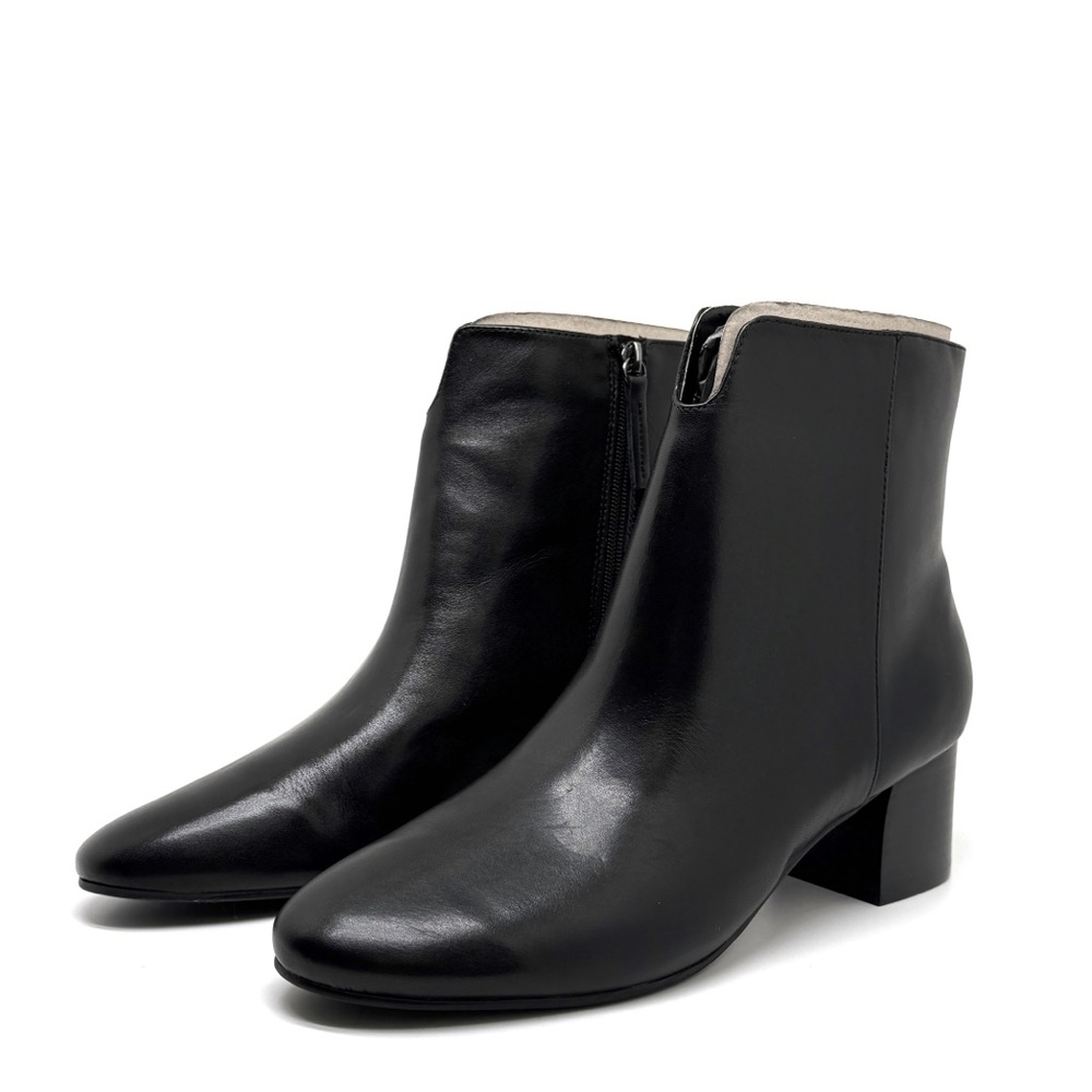 Easy Spirit Karen Booties Black Leather Ankle Boots with Block Heel Size 11